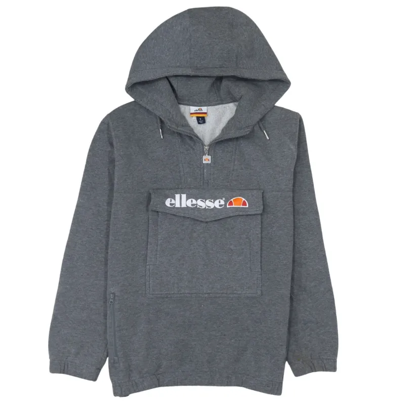 Ellesse 90's Spellout Quarter Zip Hoodie Medium  Grey sold by Vintage Club