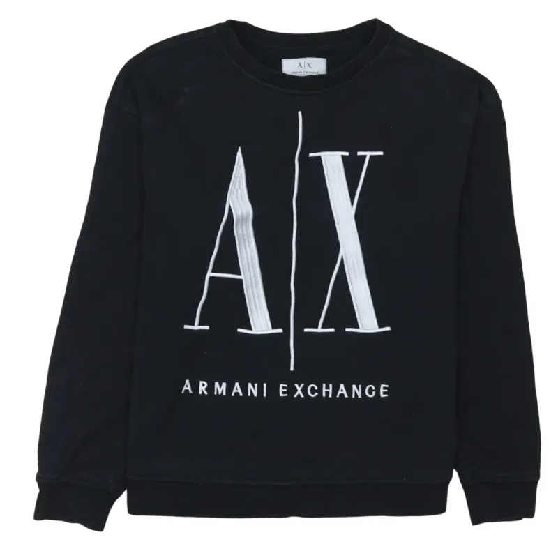 Armani Exchange 90's Spellout Crew Neck Sweatshirt Large Black made by Armani Exchange