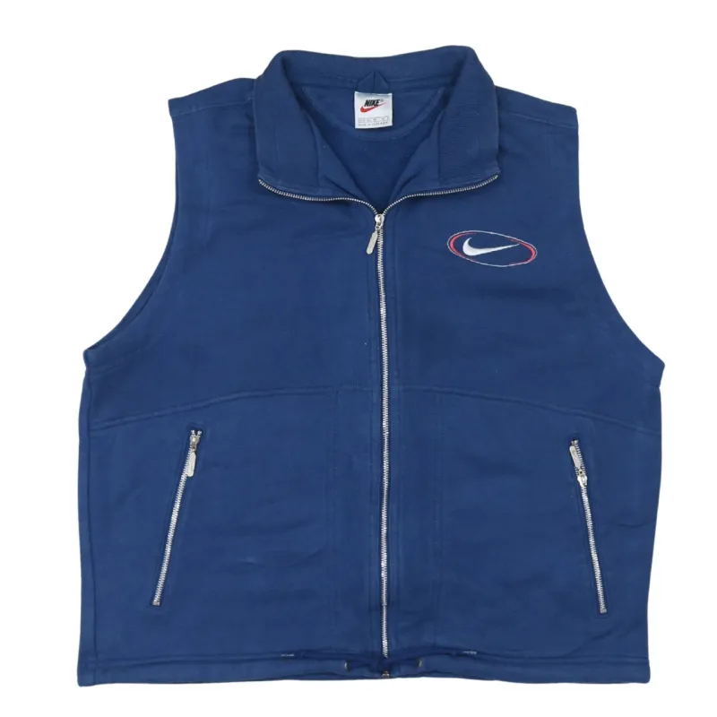 Nike 90's Swoosh Vest Sleeveless Gilet Medium Navy Blue made by Nike