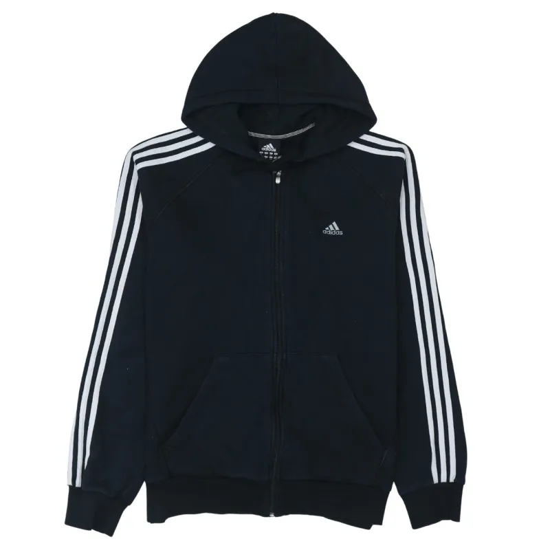 Adidas 90's Striped Sleeve Full Zip Up Hoodie Large Black sold by Vintage Club