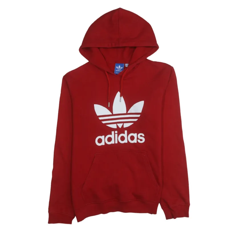 Adidas 90's Spellout Pullover Hoodie Large Red sold by Vintage Club