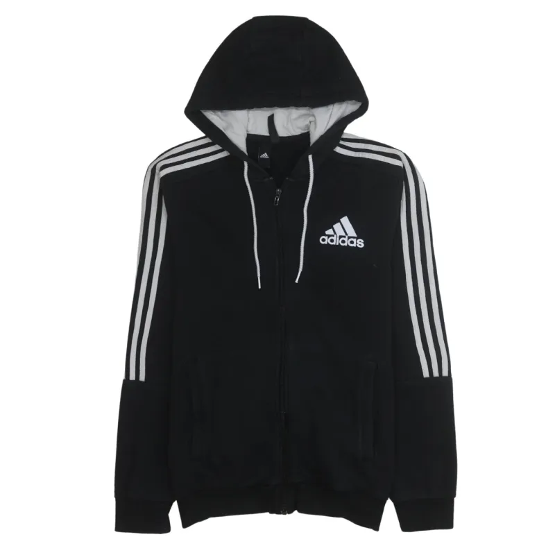Adidas 90's Striped Sleeve Full Zip Up Hoodie Medium Black sold by Vintage Club
