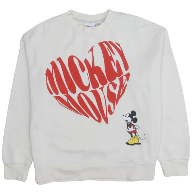 Disney 90's Mickey Mouse Crew Neck Sweatshirt Medium Beige Cream sold by Vintage Club