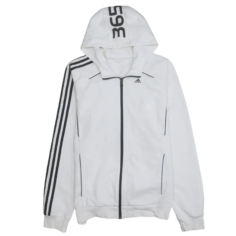 Adidas 90's Striped Sleeve Full Zip Up Hoodie Small  White sold by Vintage Club