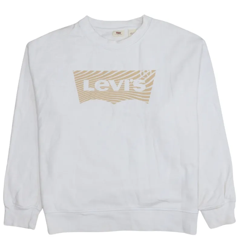 Levi's 90's Spellout Crew Neck Sweatshirt Large White made by Levi's