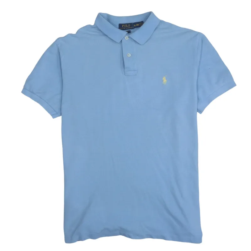 Polo Ralph Lauren 90's Short Sleeves Quarter Button Polo Shirt XLarge Blue sold by Vintage Club