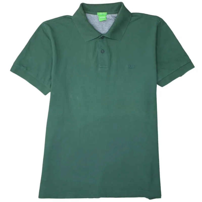 HUGO BOSS 90's Short Sleeves Quarter Button Polo Shirt XXLarge (2XL) Green sold by Vintage Club