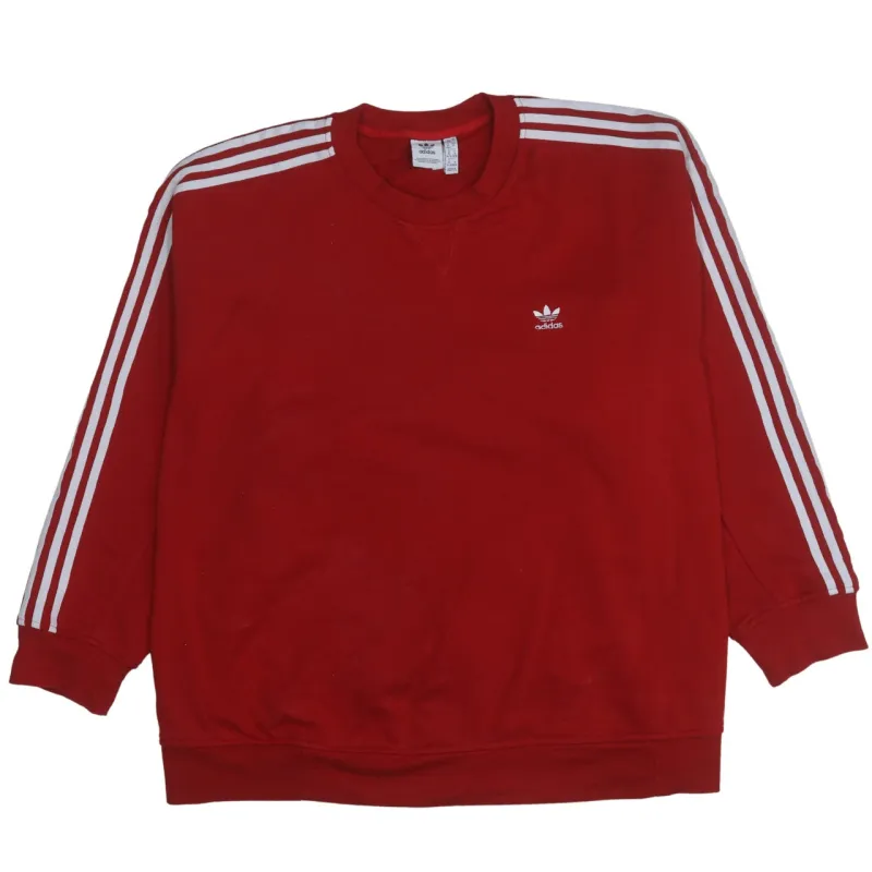 Adidas 90's Striped Sleeve Crew Neck Sweatshirt XLarge Red sold by Vintage Club