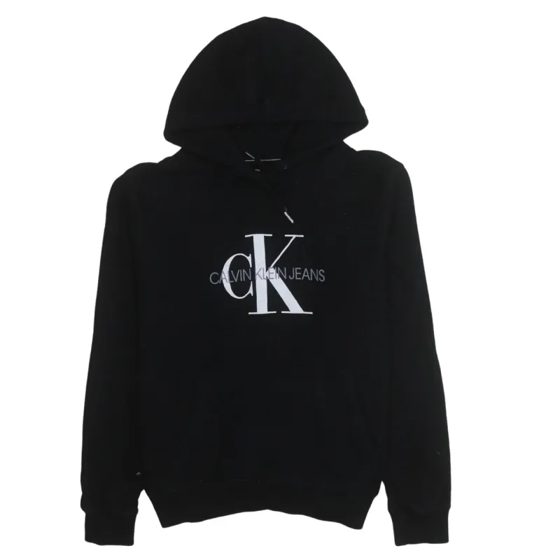 Calvin Klein 90's Spellout Pullover Hoodie Medium Black sold by Vintage Club