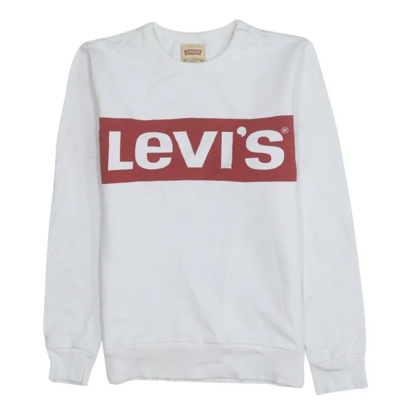 Levi's 90's Spellout Crew Neck Sweatshirt XSmall  White sold by Vintage Club