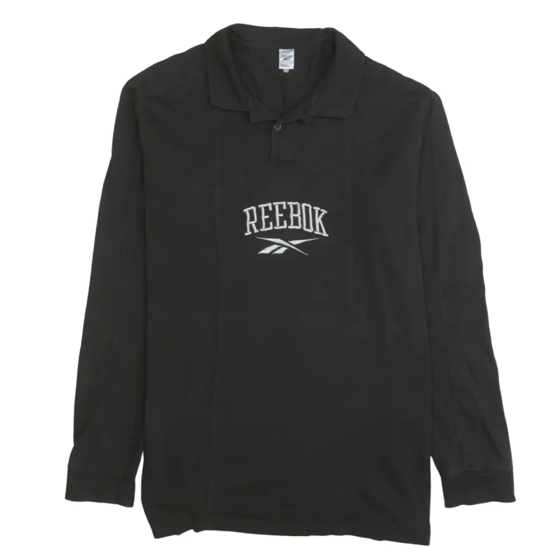 Reebok Black Long Sleeve Polo Shirt Men's XLarge Embroidered Logo Casual Top Rugby made by Reebok