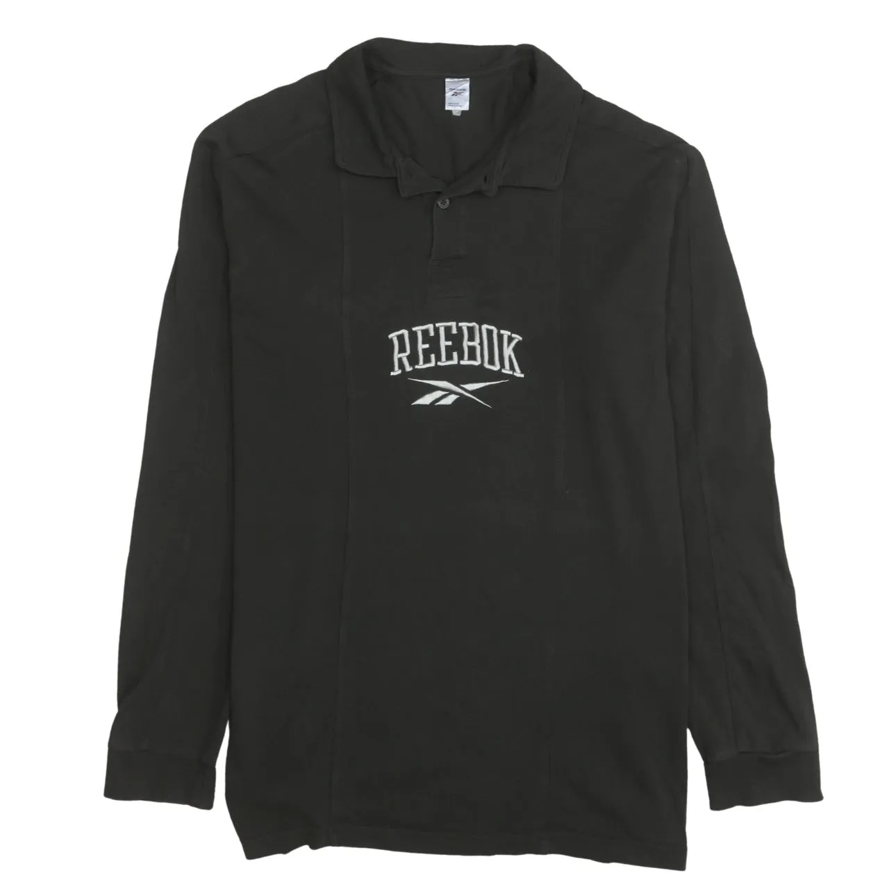 Reebok Black Long Sleeve Polo Shirt Men's XLarge Embroidered Logo Casual Top Rugby sold by Vintage Club