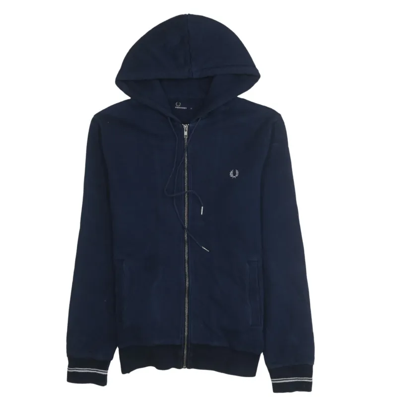 Fred Perry Navy Blue Zip Hoodie Men's Medium Embroidered Laurel Wreath Logo Pockets Sweatshirt made by Fred Perry