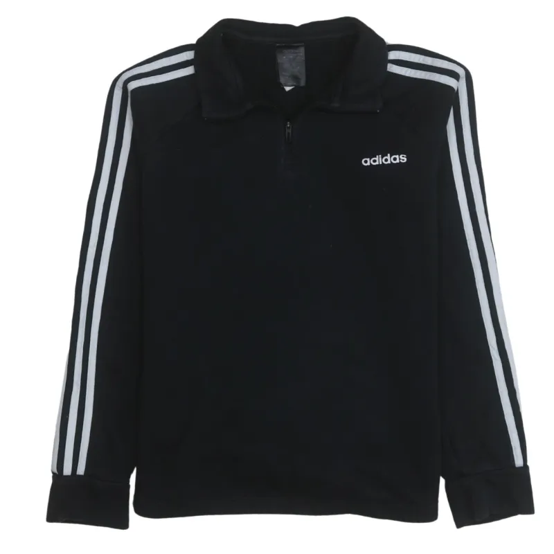 Adidas 90's Striped Sleeve Quarter Zip Sweatshirt Medium Black sold by Vintage Club