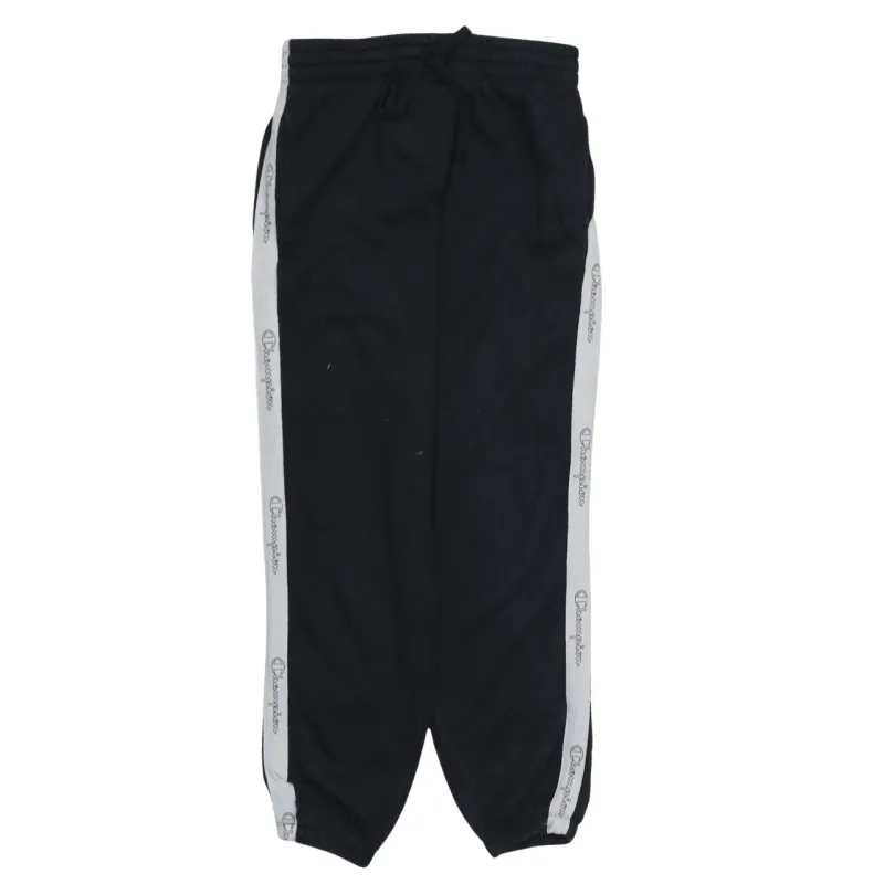 Champion Black Joggers Men's Small Logo Tape Side Stripe Elasticated Cuff Sweatpants made by Champion