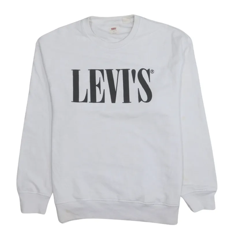 Levi's 90's Spellout Crew Neck Sweatshirt Small White sold by Vintage Club