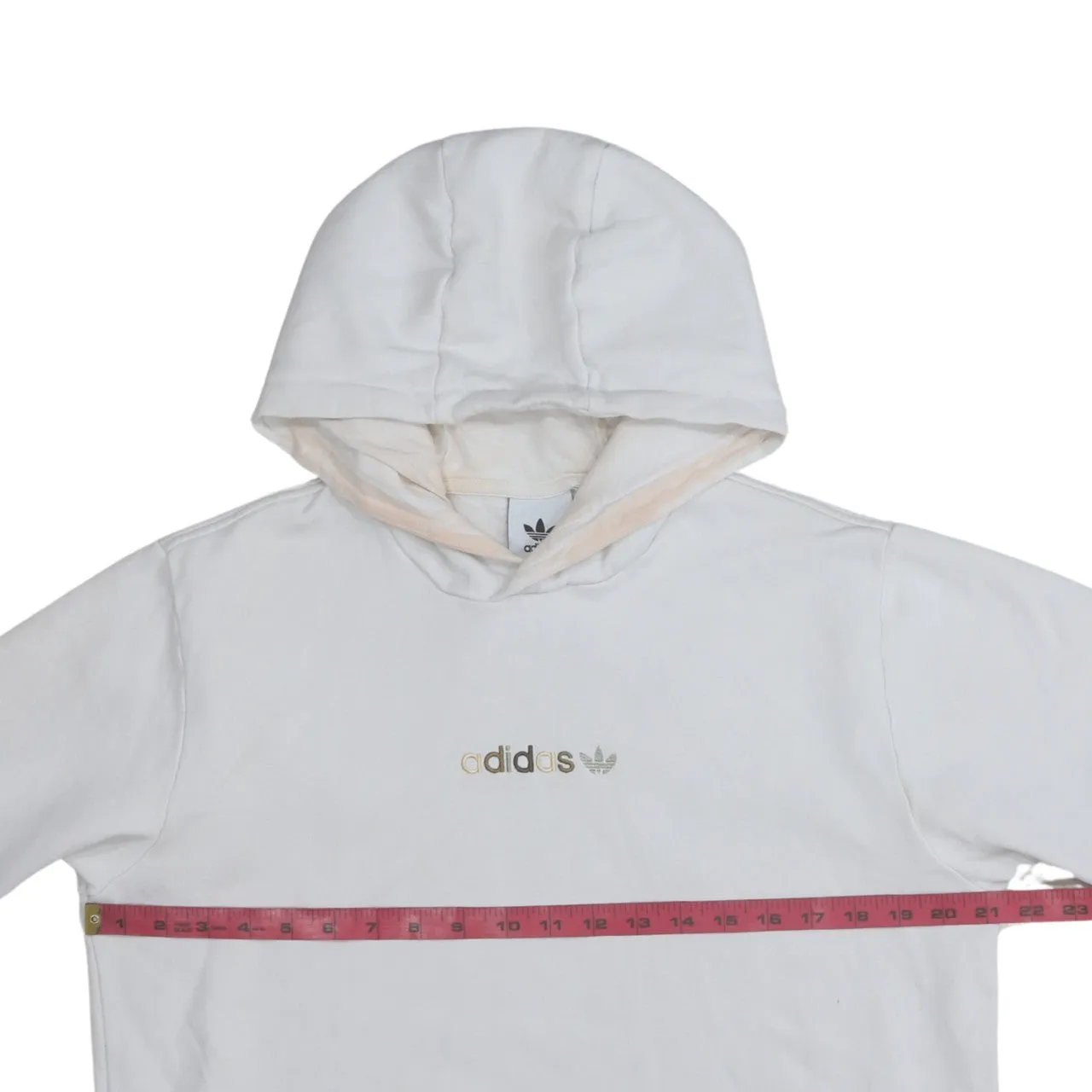 Adidas White Hoodie Men’s Small Embroidered Chest Logo Front Pocket Pullover Sweatshirt sold by Vintage Club product image thumbnail 5