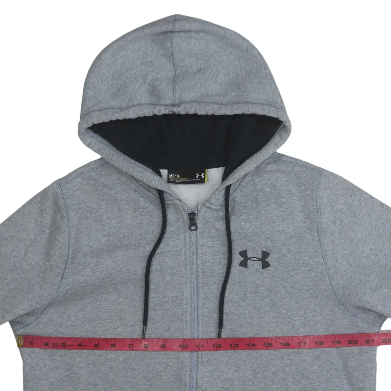 Under Armour Light Grey Zip Hoodie Women's Medium Embroidered Logo Split Pockets Fleece Top sold by Vintage Club product image thumbnail 5