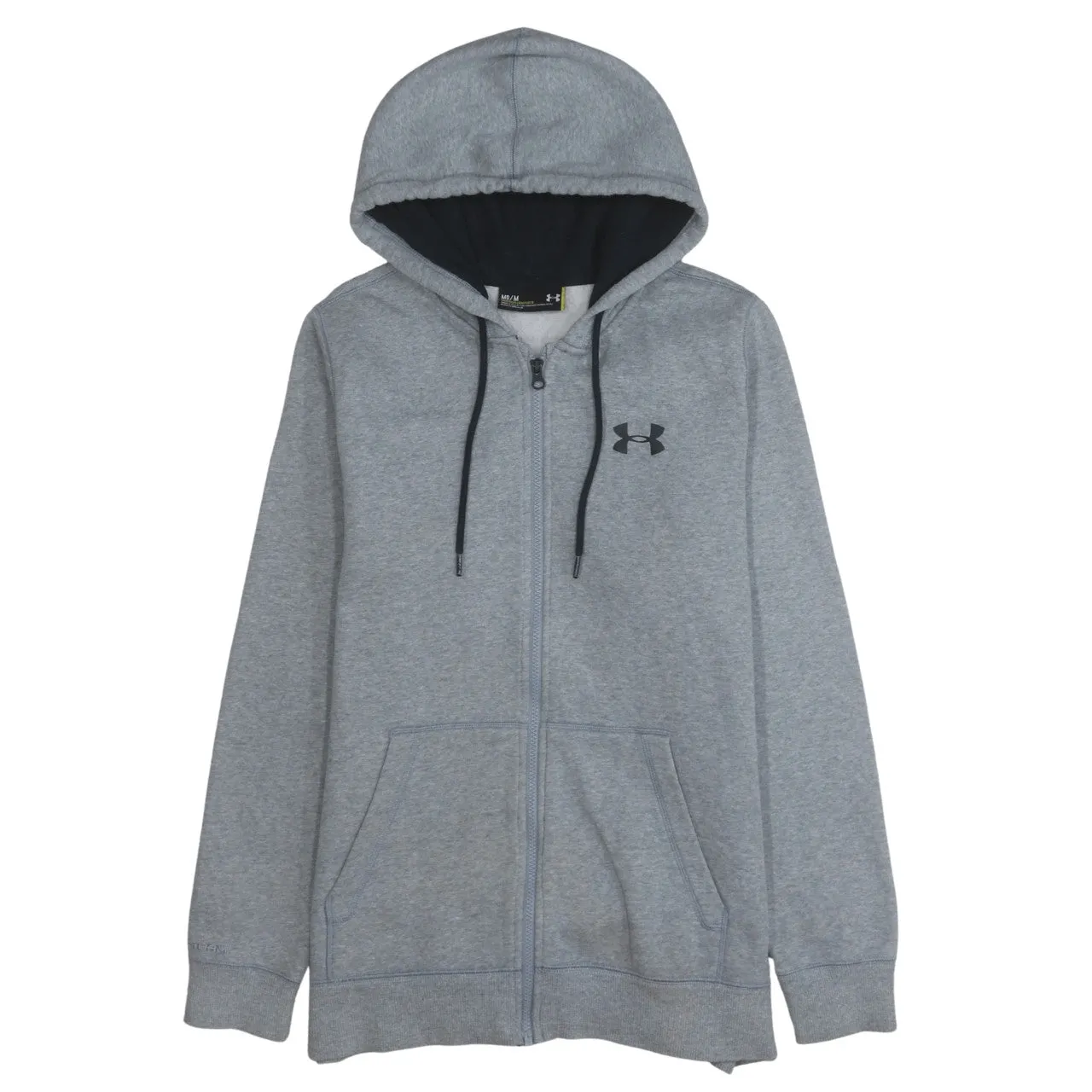 Under Armour Light Grey Zip Hoodie Women's Medium Embroidered Logo Split Pockets Fleece Top sold by Vintage Club
