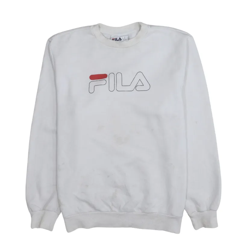 Fila 90's Spellout Crew Neck Sweatshirt Medium White sold by Vintage Club
