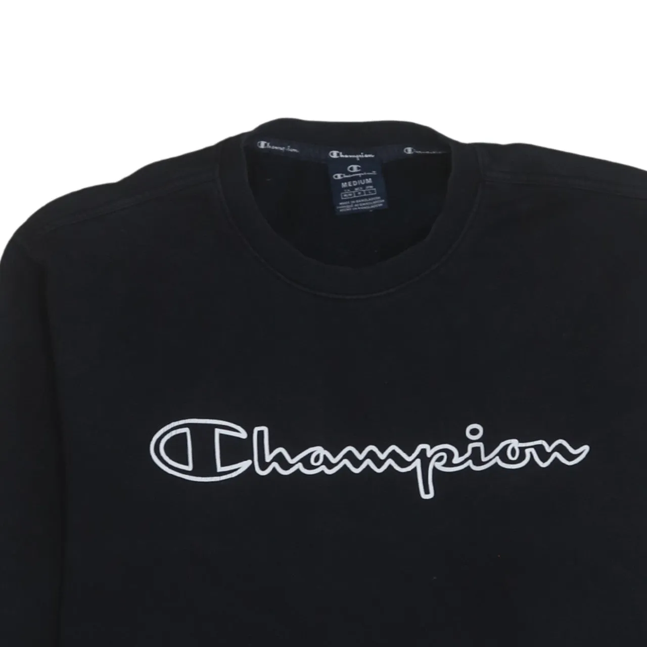 Champion Black Sweatshirt Men's Medium Embroidered Script Logo Fleece Lined Crewneck Pullover sold by Vintage Club product image thumbnail 3