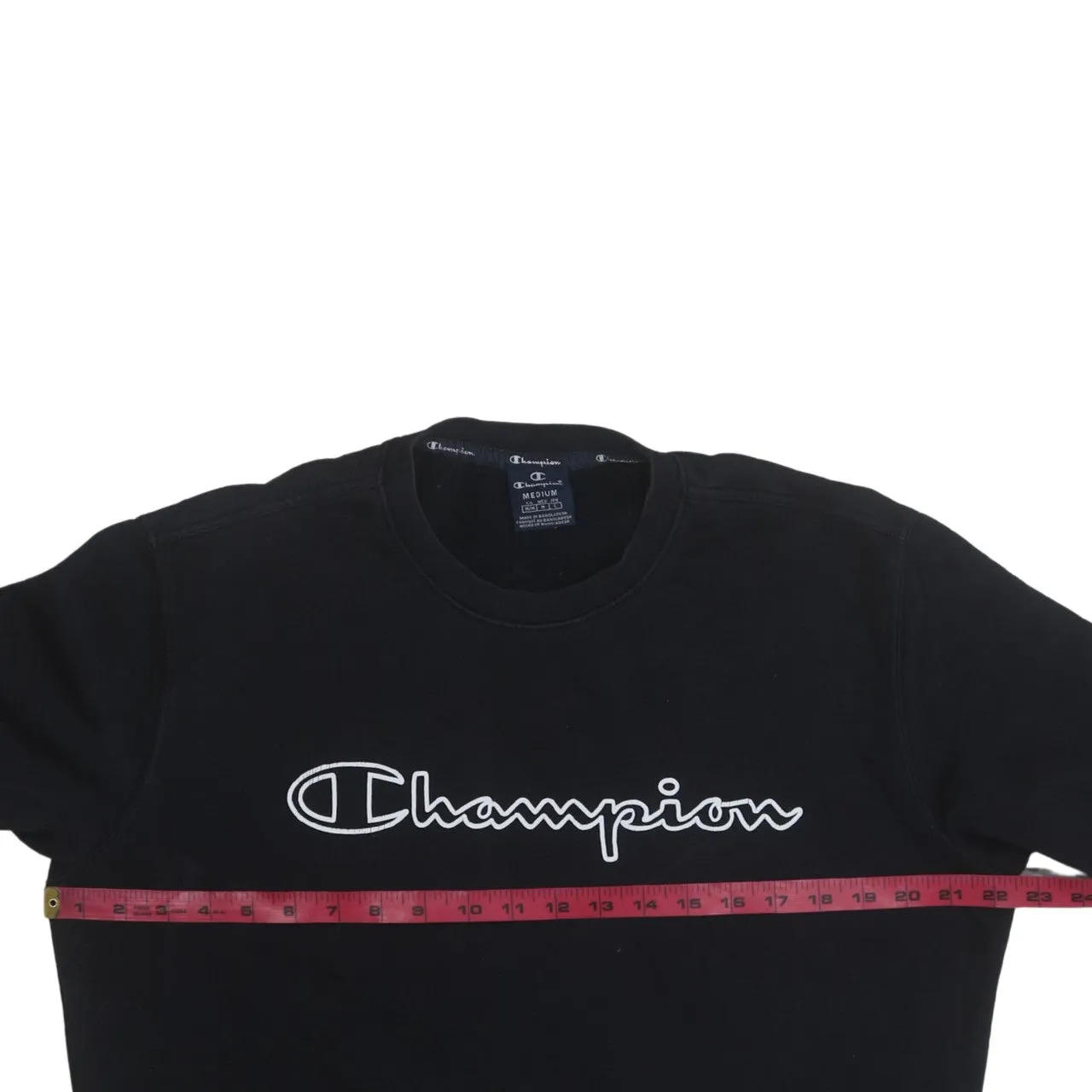 Champion Black Sweatshirt Men's Medium Embroidered Script Logo Fleece Lined Crewneck Pullover sold by Vintage Club product image thumbnail 5