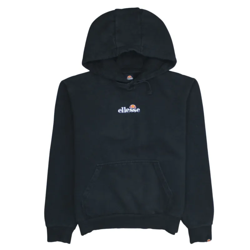 Ellesse 90's Drawstring Pockets Pullover Hoodie Medium  Black sold by Vintage Club