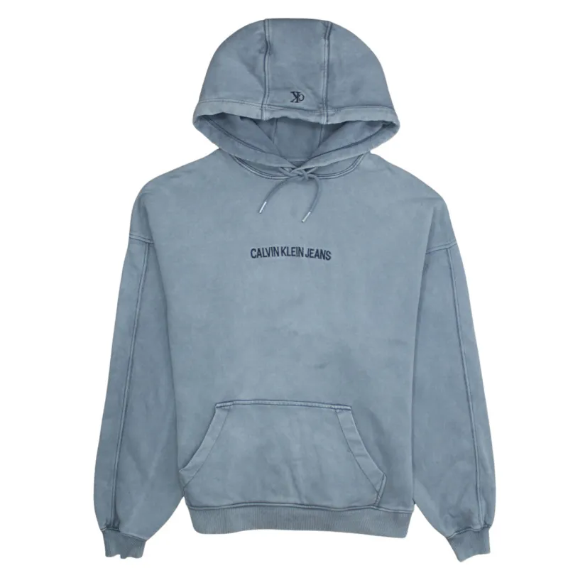 Calvin Klein 90's Drawstring Pockets Pullover Hoodie Small Grey sold by Vintage Club