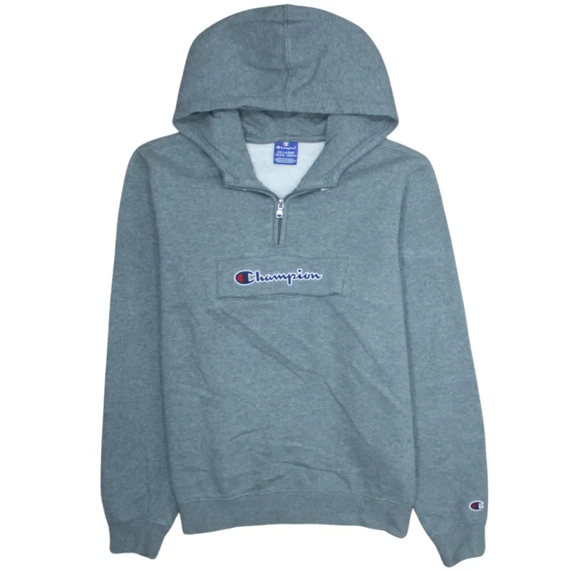 Champion 90's Spellout Quarter Zip Hoodie XXLarge (2XL) Grey made by Champion