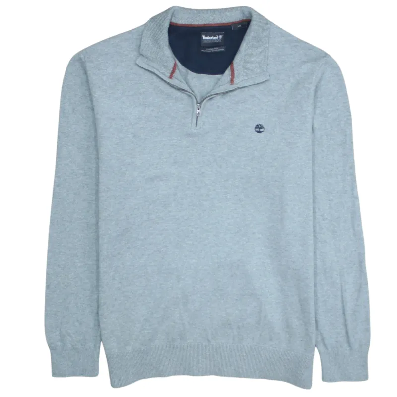 Timberland 90's Lightweight Quarter Zip Sweatshirt Large Grey made by Timberland