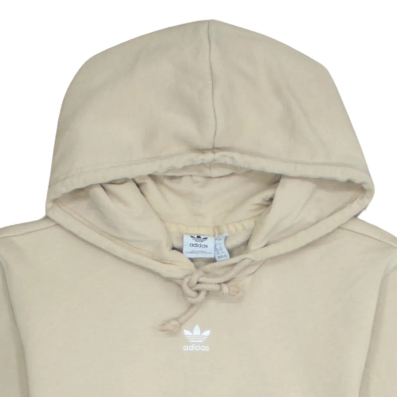 Adidas Beige Cream Hoodie Women’s Medium Embroidered Trefoil Logo Front Pocket Pullover Sweatshirt sold by Vintage Club product image thumbnail 3