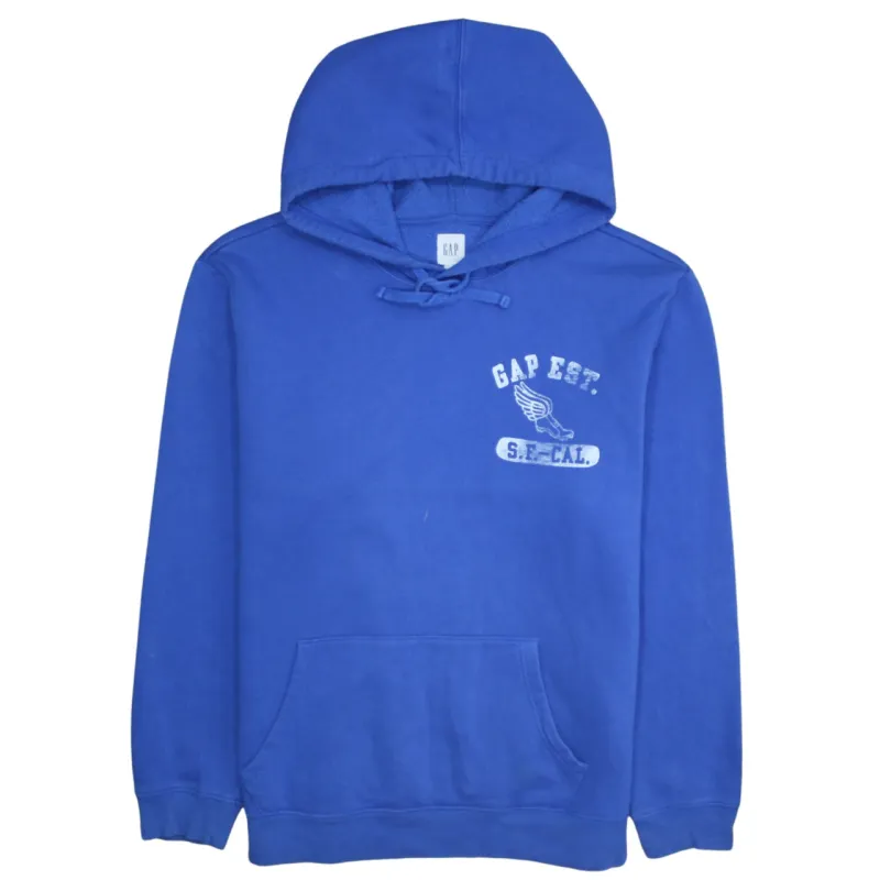 Gap 90's Drawstring Pockets Pullover Hoodie Large Blue made by GAP