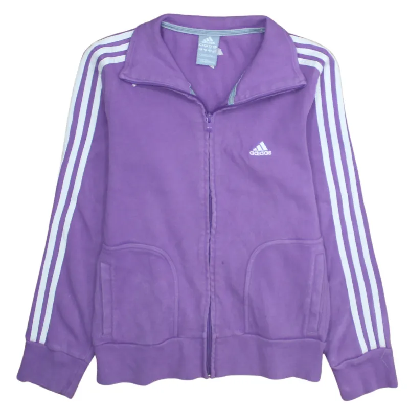 Adidas 90's Striped Sleeve Full Zip Up Sweatshirt Medium Purple made by Adidas