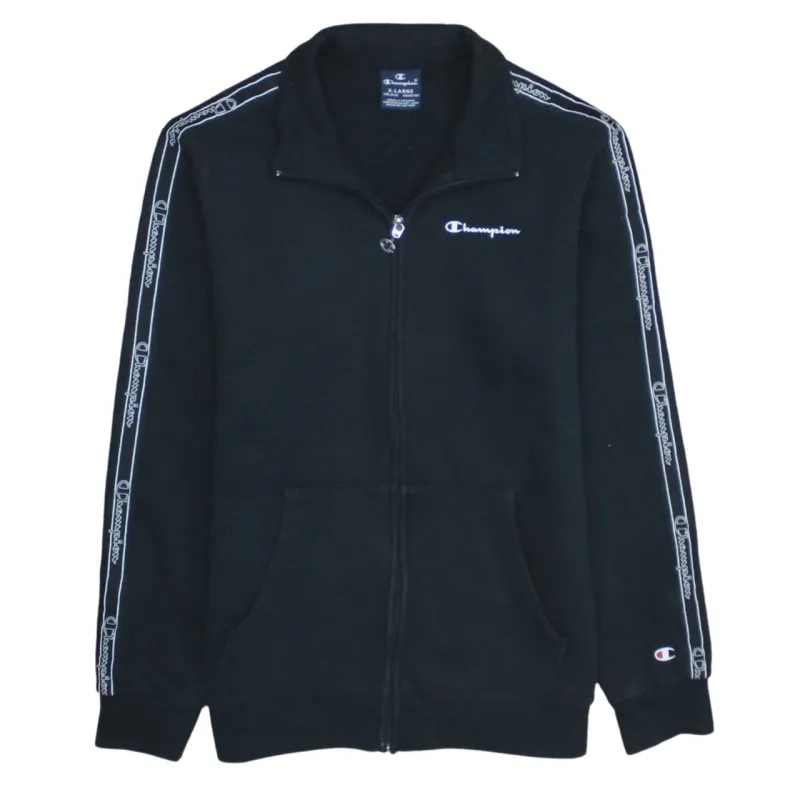 Champion 90's Drawstring Pockets Full Zip Up Sweatshirt XLarge Black made by Vintage Club