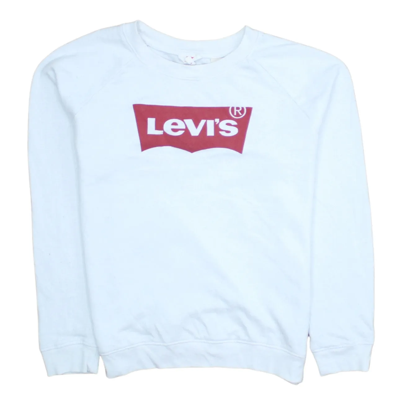 Levi's White Sweatshirt Men's Medium Printed Batwing Logo Crewneck Pullover Top sold by Vintage Club