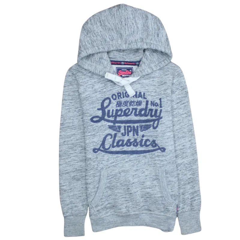 Super Dry 90's Spellout Pullover Hoodie Small Grey sold by Vintage Club