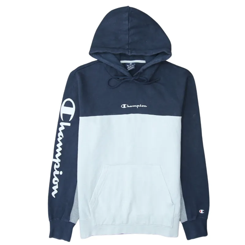 Champion 90's Drawstring Pockets Pullover Hoodie Medium Navy Blue sold by Vintage Club