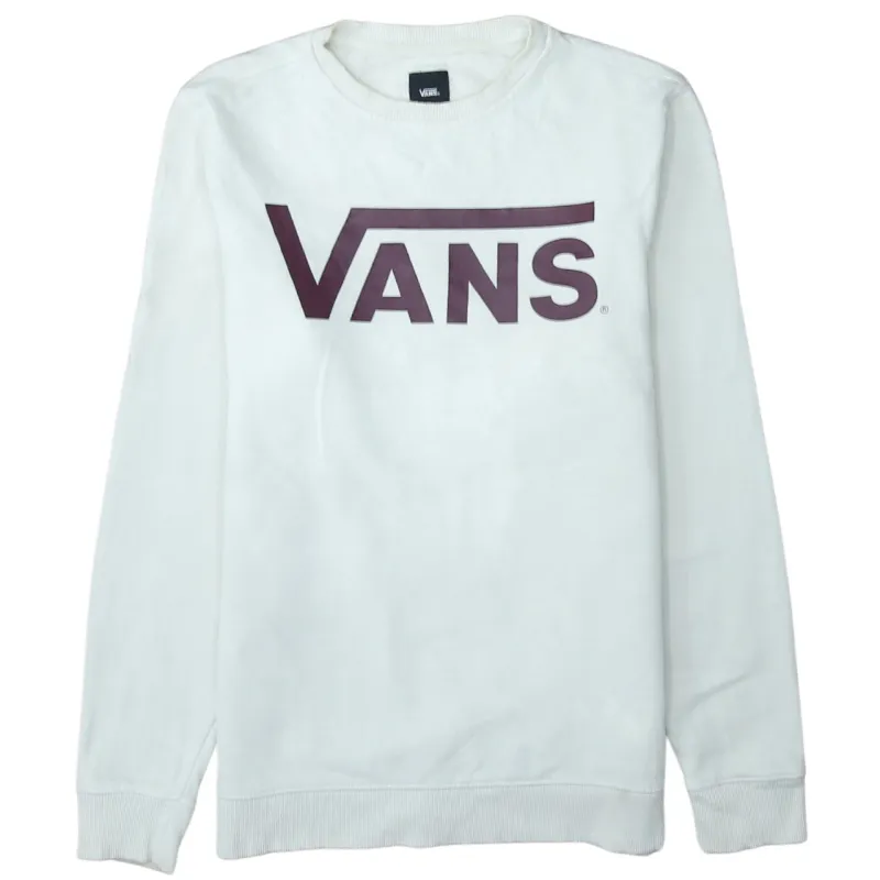 Vans Cream Sweatshirt Men's Small Printed Chest Logo Crewneck Pullover Fleece Top sold by Vintage Club