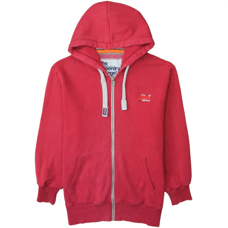 Super Dry 90's Drawstring Pockets Full Zip Up Hoodie XLarge Red sold by Vintage Club