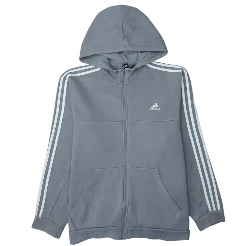 Adidas 90's Striped Sleeve Full Zip Up Hoodie XLarge Grey sold by Vintage Club