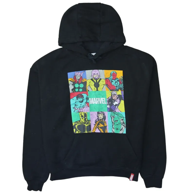 Marvel Black Hoodie Women’s Large Printed Comic Panel Graphic Front Pocket Sweatshirt sold by Vintage Club
