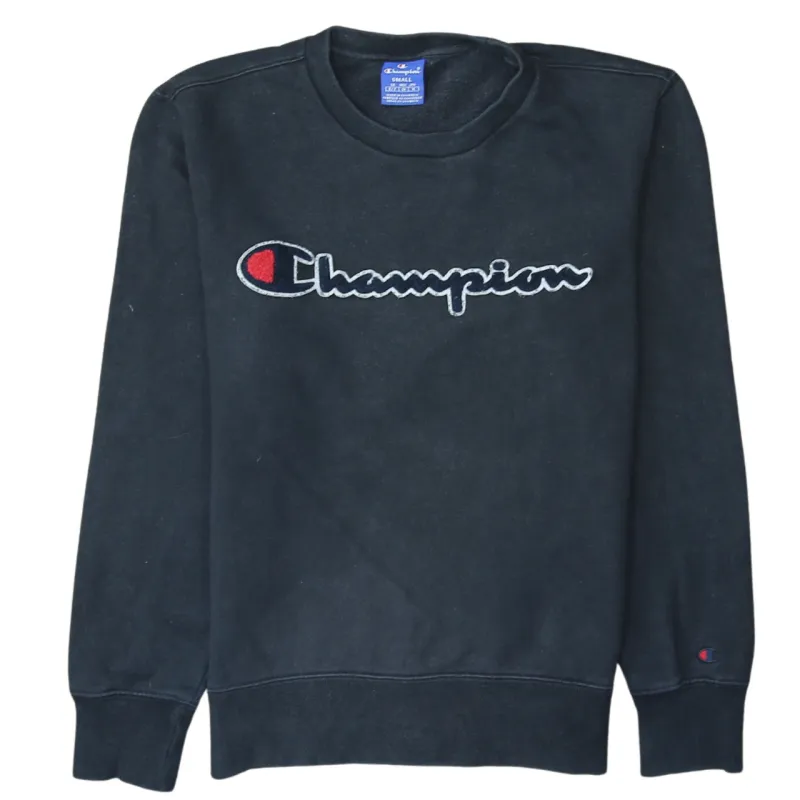 Champion 90's Spellout Crew Neck Sweatshirt Medium Black sold by Vintage Club