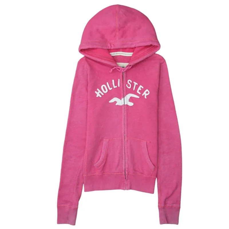 Hollister 90's Spellout Full Zip Up Hoodie Medium Pink sold by Vintage Club