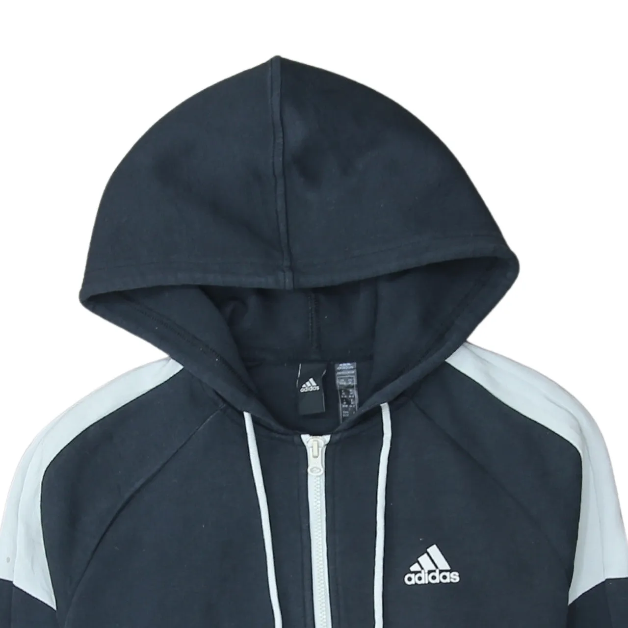 Adidas Black Full Zip Hoodie Women’s XSmall Embroidered Logo Three Stripe Sleeves Sweatshirt sold by Vintage Club product image thumbnail 3