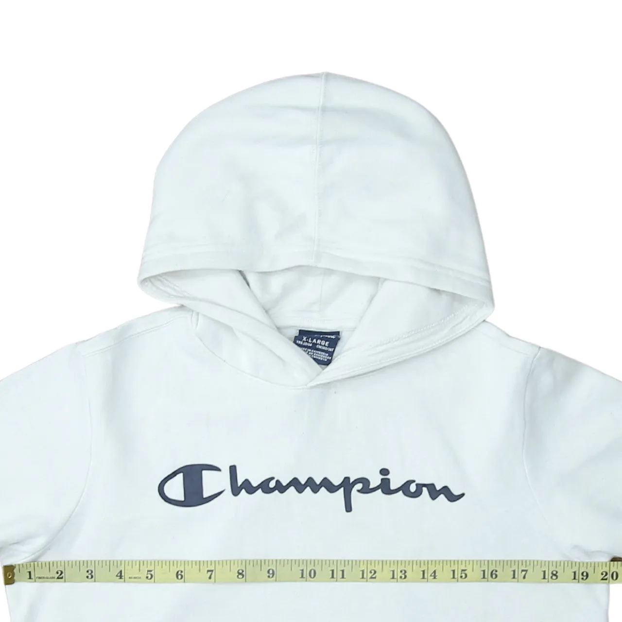Champion White Hoodie Men’s XLarge Printed Script Logo Front Pocket Pullover Sweatshirt sold by Vintage Club product image thumbnail 5