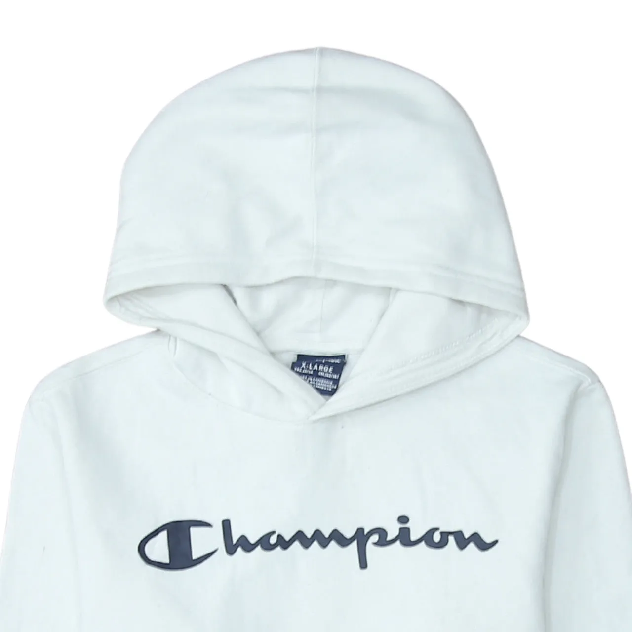Champion White Hoodie Men’s XLarge Printed Script Logo Front Pocket Pullover Sweatshirt sold by Vintage Club product image thumbnail 3