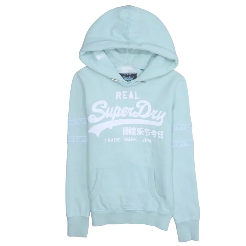 Super Dry 90's Spellout Pullover Hoodie XSmall  Green sold by Vintage Club