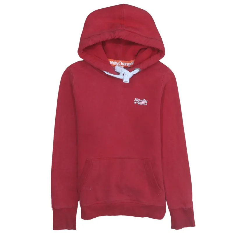 Super Dry 90's Drawstring Pockets Pullover Hoodie Medium Red sold by Vintage Club