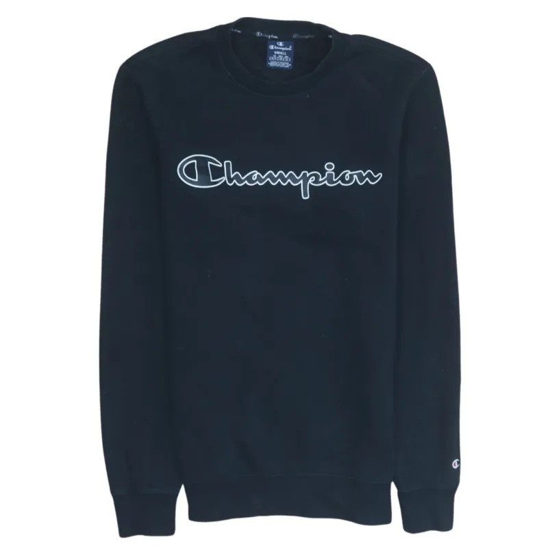 Champion 90's Spellout Crew Neck Sweatshirt Small Black sold by Vintage Club