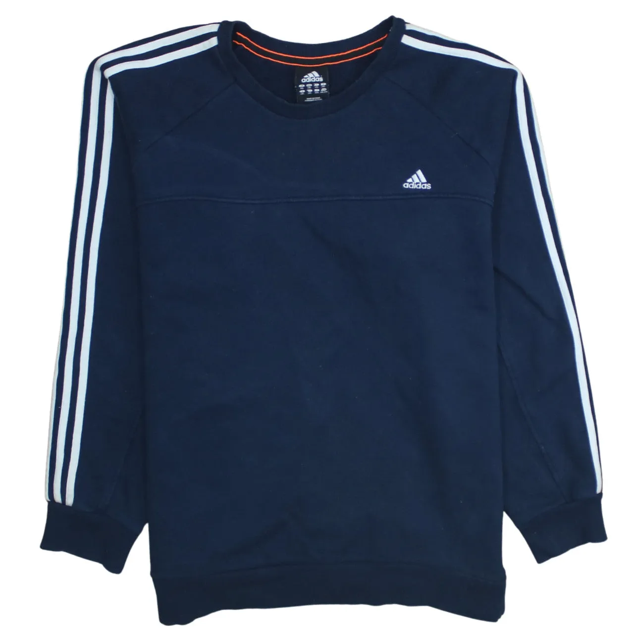 Adidas 90's Striped Sleeve Crew Neck Sweatshirt XXLarge (2XL) Navy Blue sold by Vintage Club